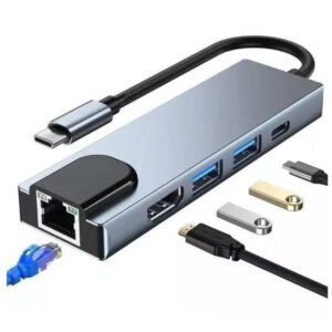 Convertidor Tipo C 5 en 1 USB HDMI RJ TIPO C